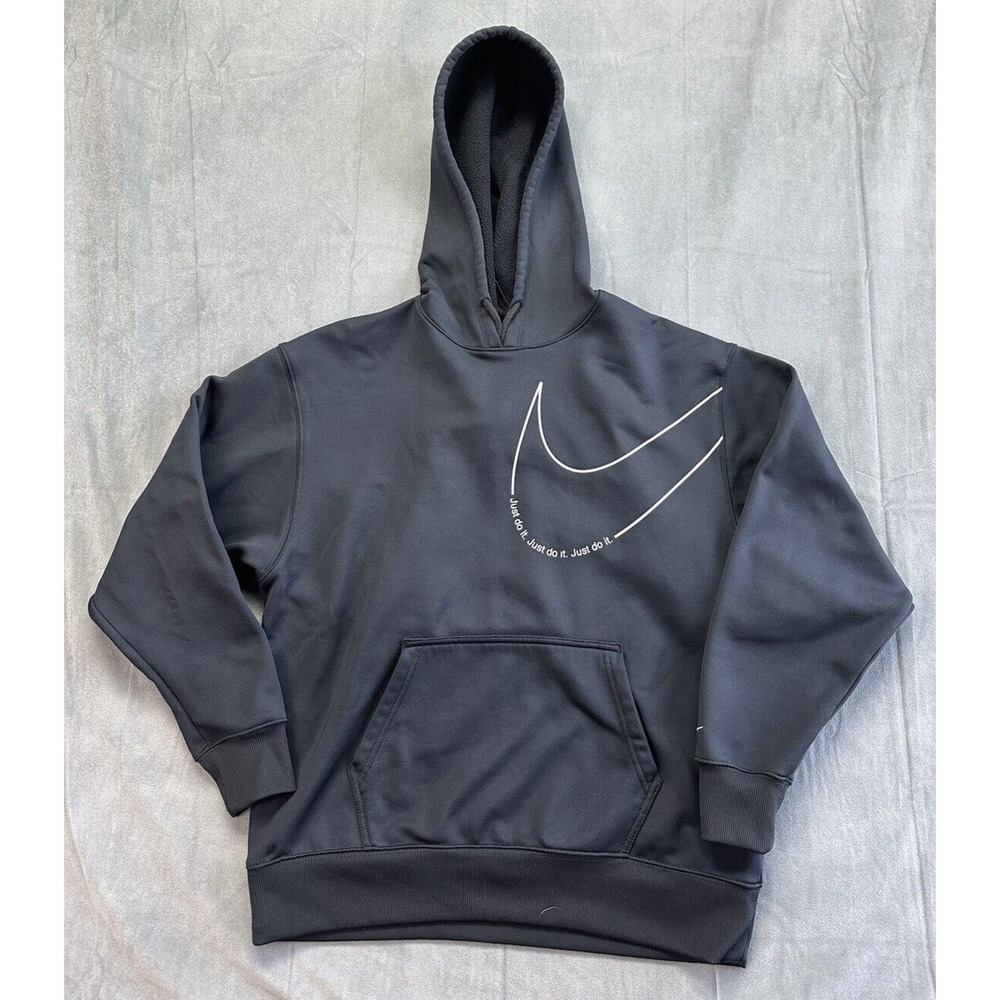 Nike Pullover Hoodie Womens Small Black Swoosh Logo Therma Fit Sweatshirt DD6464